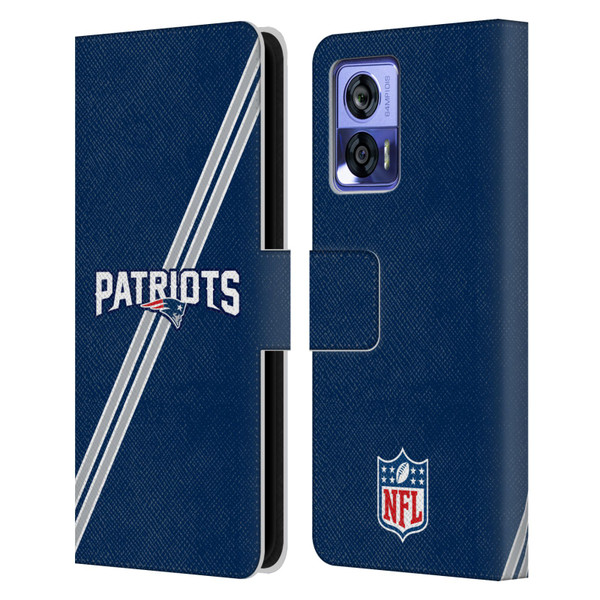 NFL New England Patriots Logo Stripes Leather Book Wallet Case Cover For Motorola Edge 30 Neo 5G
