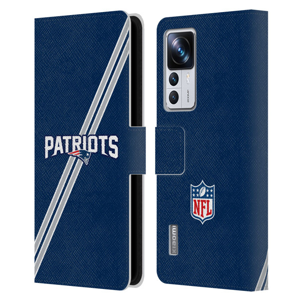 NFL New England Patriots Logo Stripes Leather Book Wallet Case Cover For Xiaomi 12T Pro