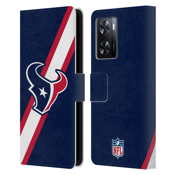 NFL Houston Texans Logo Stripes Leather Book Wallet Case Cover For OPPO A57s