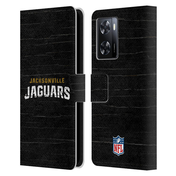 NFL Jacksonville Jaguars Logo Distressed Look Leather Book Wallet Case Cover For OPPO A57s