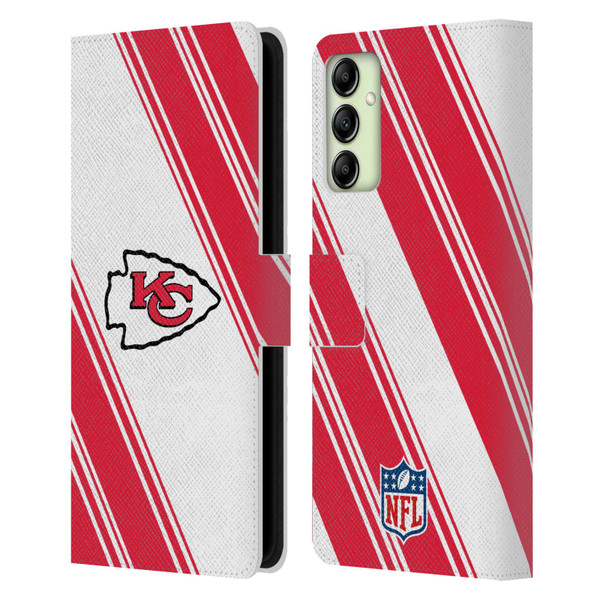 NFL Kansas City Chiefs Artwork Stripes Leather Book Wallet Case Cover For Samsung Galaxy A14 / 5G