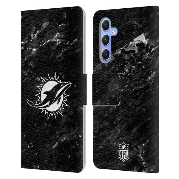 NFL Miami Dolphins Artwork Marble Leather Book Wallet Case Cover For Samsung Galaxy A34 5G