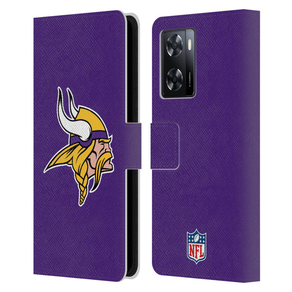 NFL Minnesota Vikings Logo Plain Leather Book Wallet Case Cover For OPPO A57s