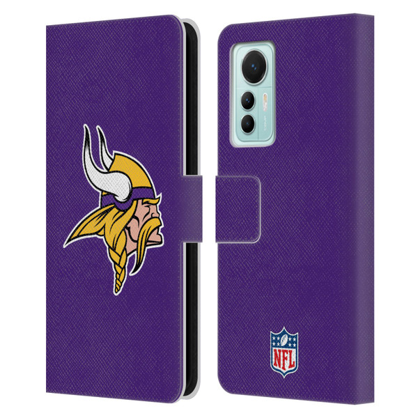 NFL Minnesota Vikings Logo Plain Leather Book Wallet Case Cover For Xiaomi 12 Lite