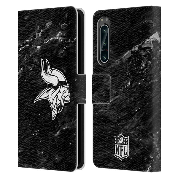 NFL Minnesota Vikings Artwork Marble Leather Book Wallet Case Cover For Sony Xperia 5 IV