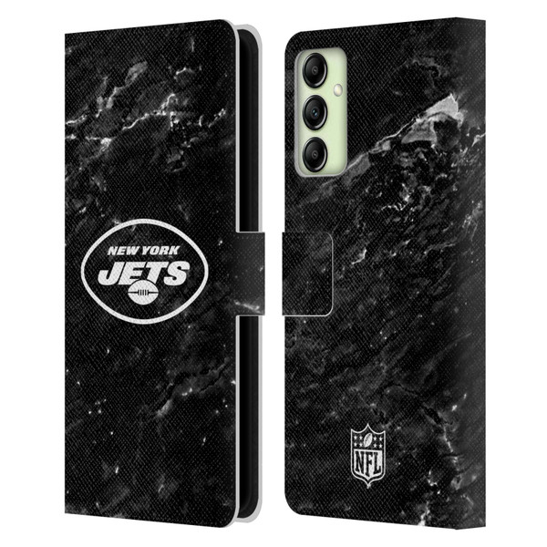 NFL New York Jets Artwork Marble Leather Book Wallet Case Cover For Samsung Galaxy A14 5G