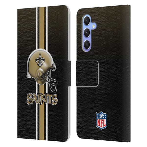 NFL New Orleans Saints Logo Helmet Leather Book Wallet Case Cover For Samsung Galaxy A34 5G