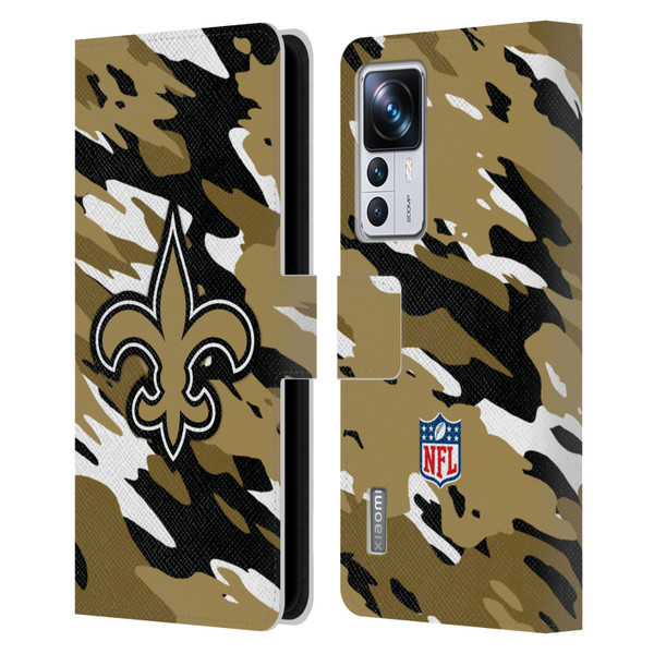 NFL New Orleans Saints Logo Camou Leather Book Wallet Case Cover For Xiaomi 12T Pro