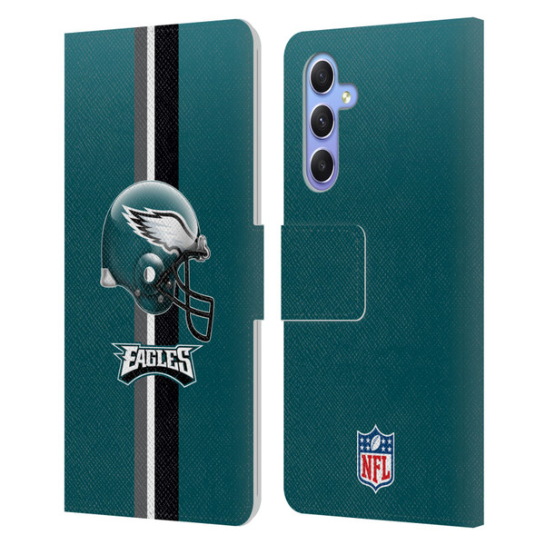 NFL Philadelphia Eagles Logo Helmet Leather Book Wallet Case Cover For Samsung Galaxy A34 5G