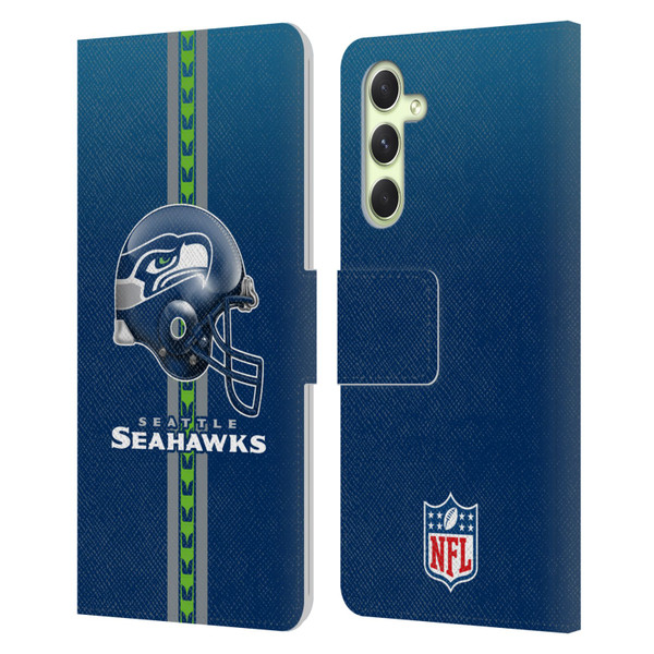 NFL Seattle Seahawks Logo Helmet Leather Book Wallet Case Cover For Samsung Galaxy A54 5G
