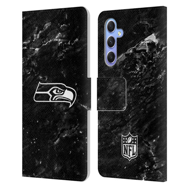 NFL Seattle Seahawks Artwork Marble Leather Book Wallet Case Cover For Samsung Galaxy A34 5G