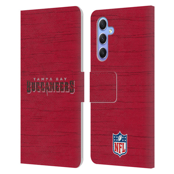 NFL Tampa Bay Buccaneers Logo Distressed Look Leather Book Wallet Case Cover For Samsung Galaxy A34 5G
