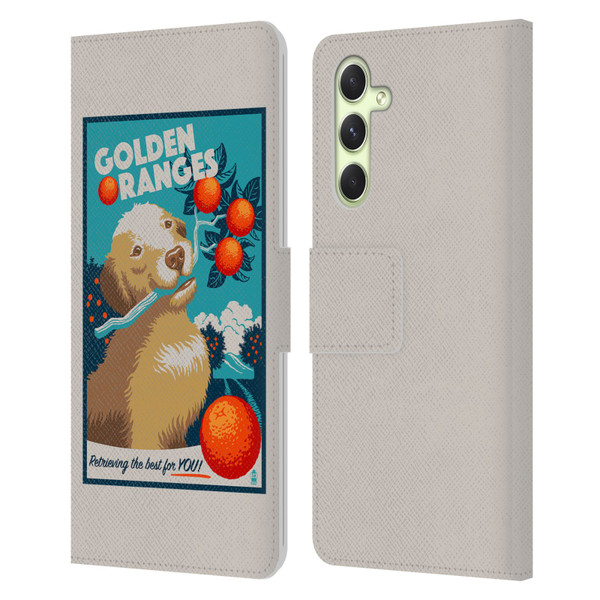 Lantern Press Dog Collection Golden Oranges Leather Book Wallet Case Cover For Samsung Galaxy A54 5G