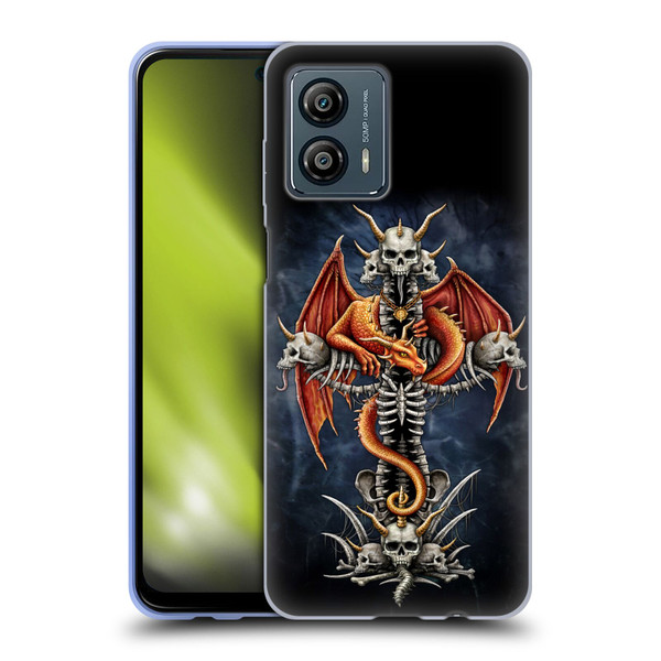 Sarah Richter Fantasy Creatures Red Dragon Guarding Bone Cross Soft Gel Case for Motorola Moto G53 5G