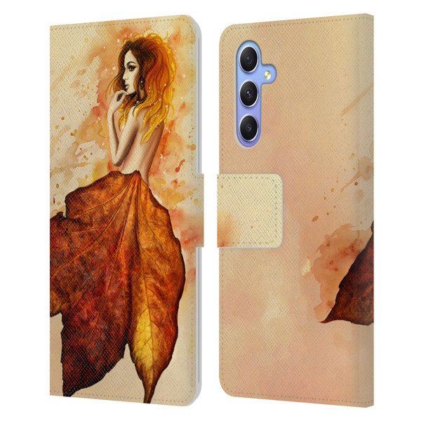 Sarah Richter Fantasy Autumn Girl Leather Book Wallet Case Cover For Samsung Galaxy A34 5G