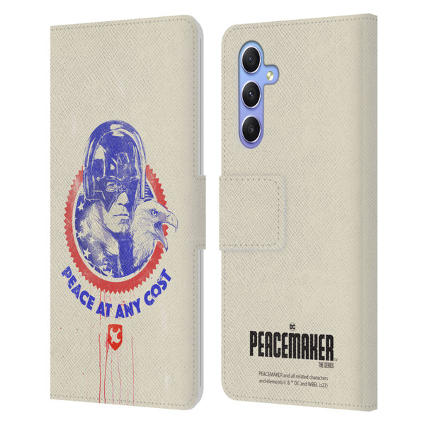 Peacemaker: Television Series Graphics Christopher Smith & Eagly Leather Book Wallet Case Cover For Samsung Galaxy A34 5G