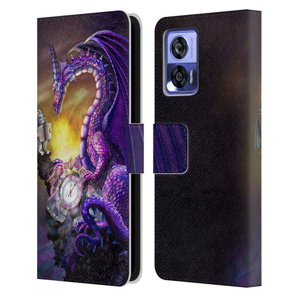 Rose Khan Dragons Purple Time Leather Book Wallet Case Cover For Motorola Edge 30 Neo 5G