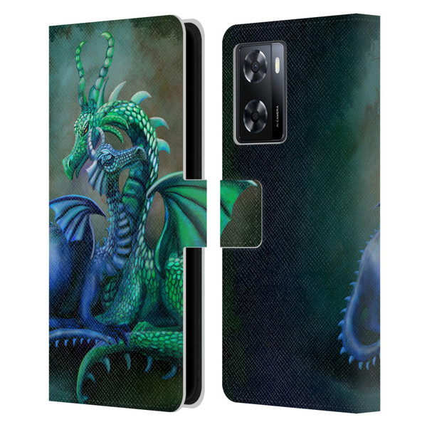 Rose Khan Dragons Green And Blue Leather Book Wallet Case Cover For OPPO A57s