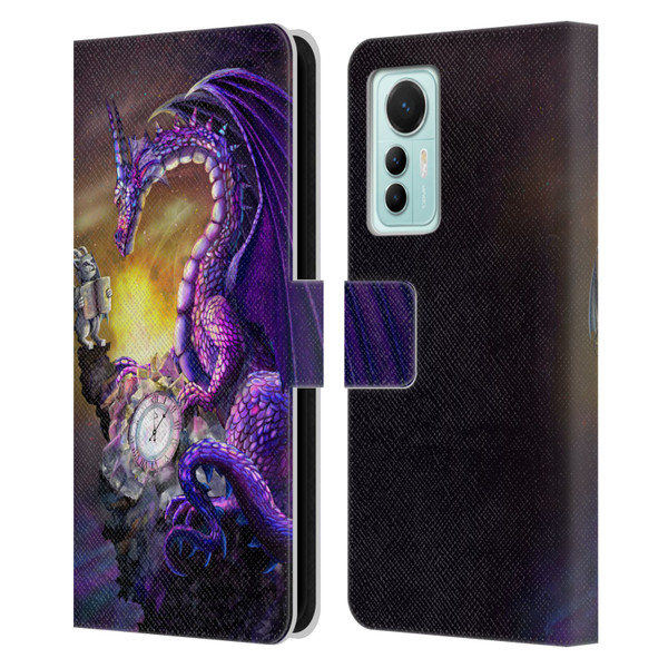 Rose Khan Dragons Purple Time Leather Book Wallet Case Cover For Xiaomi 12 Lite