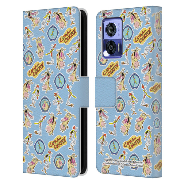 Cow and Chicken Graphics Pattern Leather Book Wallet Case Cover For Motorola Edge 30 Neo 5G