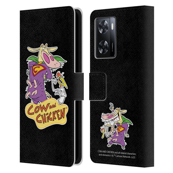 Cow and Chicken Graphics Super Cow Leather Book Wallet Case Cover For OPPO A57s