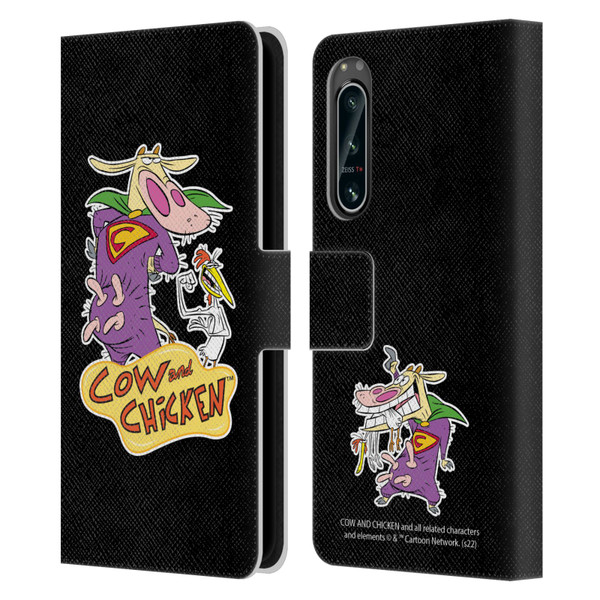 Cow and Chicken Graphics Super Cow Leather Book Wallet Case Cover For Sony Xperia 5 IV
