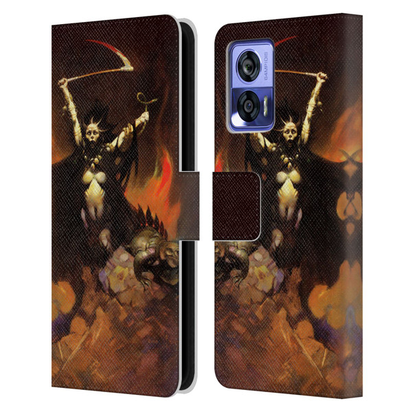 Frank Frazetta Fantasy Woman With A Scythe Leather Book Wallet Case Cover For Motorola Edge 30 Neo 5G