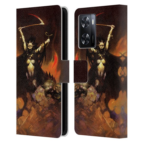 Frank Frazetta Fantasy Woman With A Scythe Leather Book Wallet Case Cover For OPPO A57s