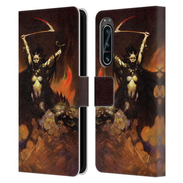 Frank Frazetta Fantasy Woman With A Scythe Leather Book Wallet Case Cover For Sony Xperia 5 IV