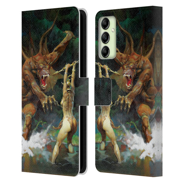 Frank Frazetta Medieval Fantasy Girl and the Beast Leather Book Wallet Case Cover For Samsung Galaxy A14 5G