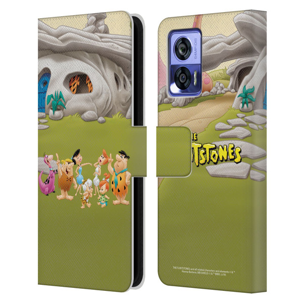 The Flintstones Characters Stone House Leather Book Wallet Case Cover For Motorola Edge 30 Neo 5G
