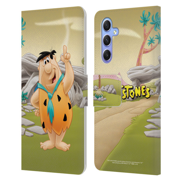 The Flintstones Characters Fred Flintstones Leather Book Wallet Case Cover For Samsung Galaxy A34 5G