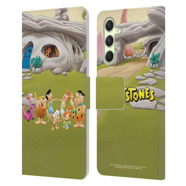 The Flintstones Characters Stone House Leather Book Wallet Case Cover For Samsung Galaxy A54 5G