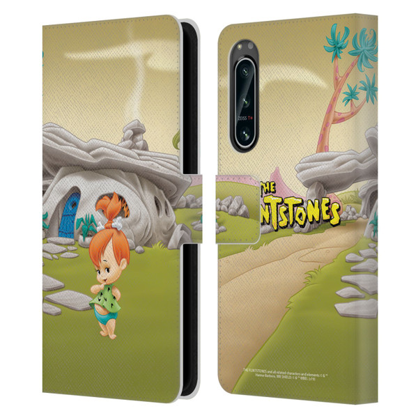 The Flintstones Characters Pebbles Flintstones Leather Book Wallet Case Cover For Sony Xperia 5 IV