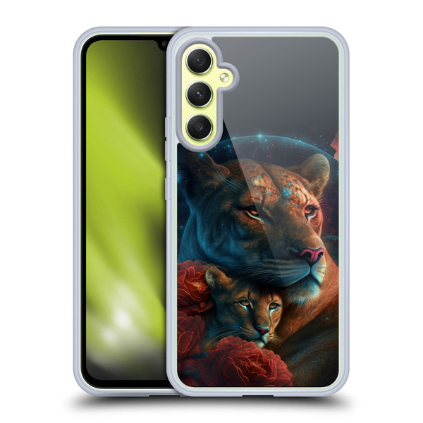 Spacescapes Floral Lions Star Watching Soft Gel Case for Samsung Galaxy A34 5G