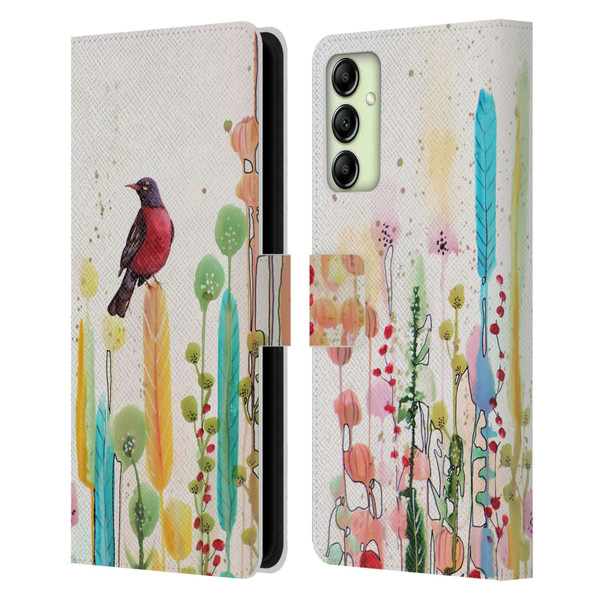 Sylvie Demers Birds 3 Scarlet Leather Book Wallet Case Cover For Samsung Galaxy A14 5G