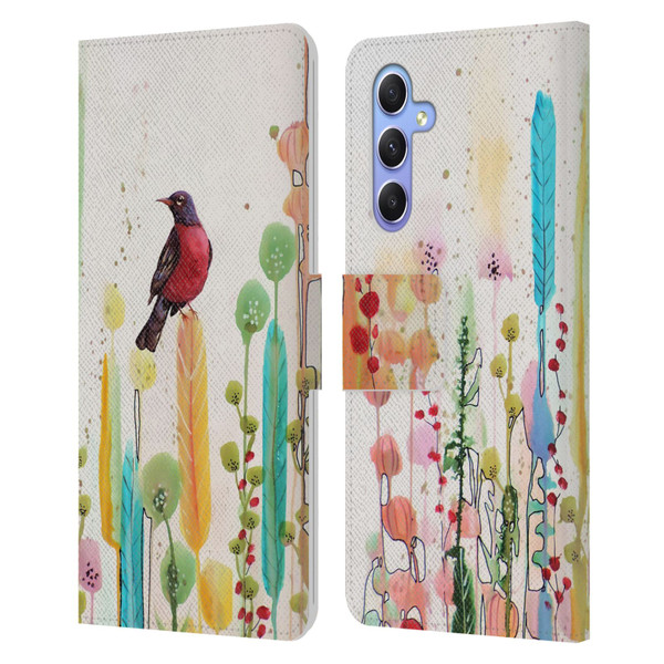 Sylvie Demers Birds 3 Scarlet Leather Book Wallet Case Cover For Samsung Galaxy A34 5G