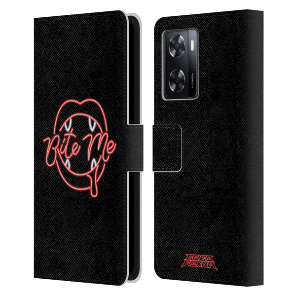 Bebe Rexha Key Art Neon Bite Me Leather Book Wallet Case Cover For OPPO A57s
