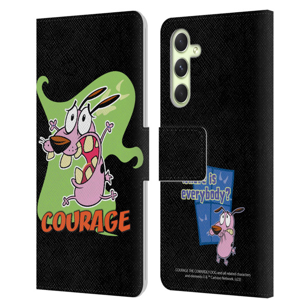 Courage The Cowardly Dog Graphics Character Art Leather Book Wallet Case Cover For Samsung Galaxy A54 5G
