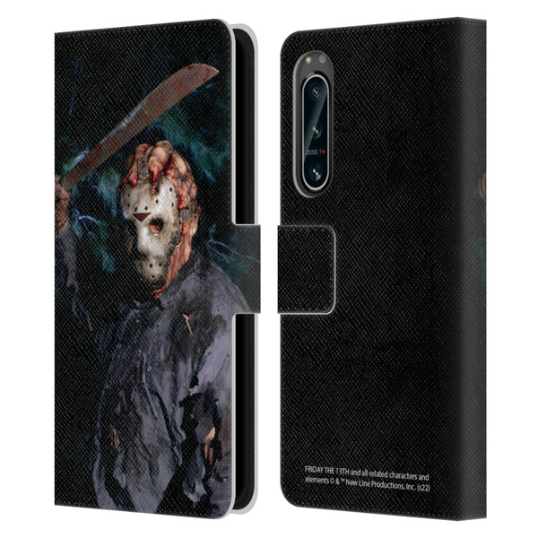 Friday the 13th: Jason Goes To Hell Graphics Jason Voorhees Leather Book Wallet Case Cover For Sony Xperia 5 IV