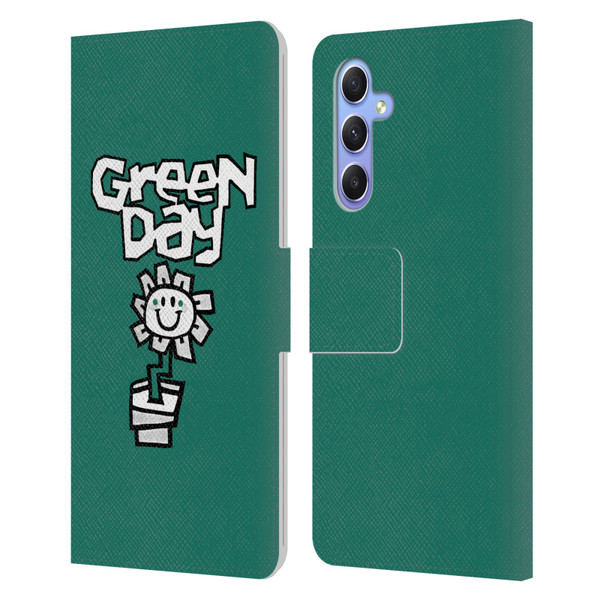Green Day Graphics Flower Leather Book Wallet Case Cover For Samsung Galaxy A34 5G