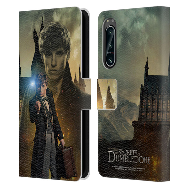 Fantastic Beasts: Secrets of Dumbledore Character Art Newt Scamander Leather Book Wallet Case Cover For Sony Xperia 5 IV