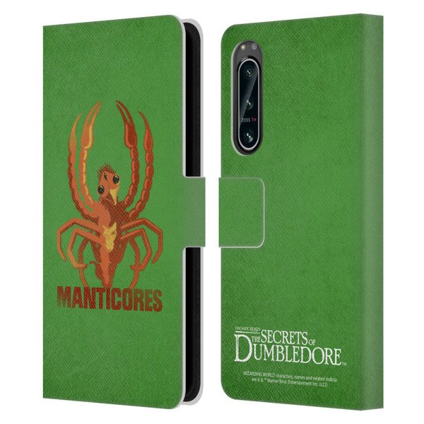 Fantastic Beasts: Secrets of Dumbledore Graphic Badges Manticores Leather Book Wallet Case Cover For Sony Xperia 5 IV