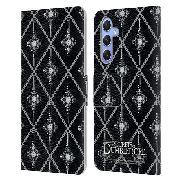 Fantastic Beasts: Secrets of Dumbledore Graphics Blood Troth Pattern Leather Book Wallet Case Cover For Samsung Galaxy A34 5G