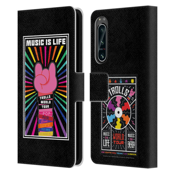 Trolls World Tour Key Art Music Is Life Leather Book Wallet Case Cover For Sony Xperia 5 IV