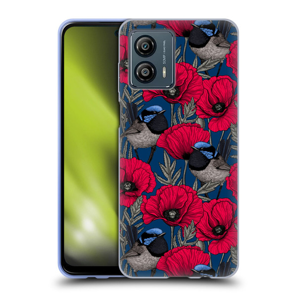Katerina Kirilova Floral Patterns Fairy Wrens & Poppies Soft Gel Case for Motorola Moto G53 5G
