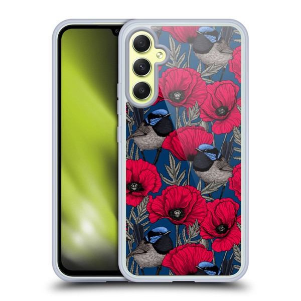 Katerina Kirilova Floral Patterns Fairy Wrens & Poppies Soft Gel Case for Samsung Galaxy A34 5G