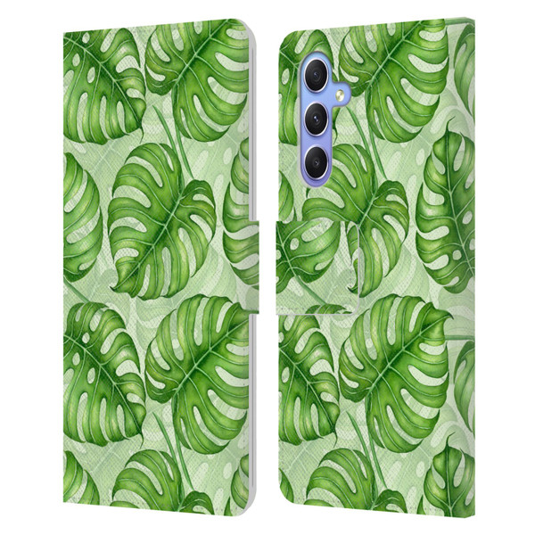 Katerina Kirilova Fruits & Foliage Patterns Monstera Leather Book Wallet Case Cover For Samsung Galaxy A34 5G