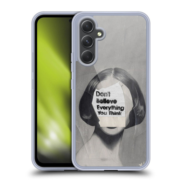 LouiJoverArt Black And White Think Soft Gel Case for Samsung Galaxy A54 5G