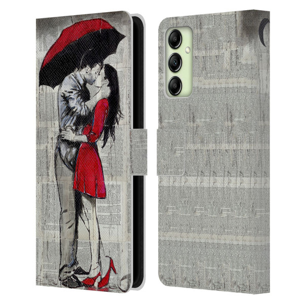 LouiJoverArt Red Ink A New Kiss 2 Leather Book Wallet Case Cover For Samsung Galaxy A14 5G
